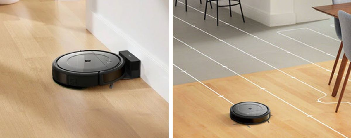 Тип движения уборки и возврат на базу для подзарядки в роботе пылесосе iRobot Roomba Combo
